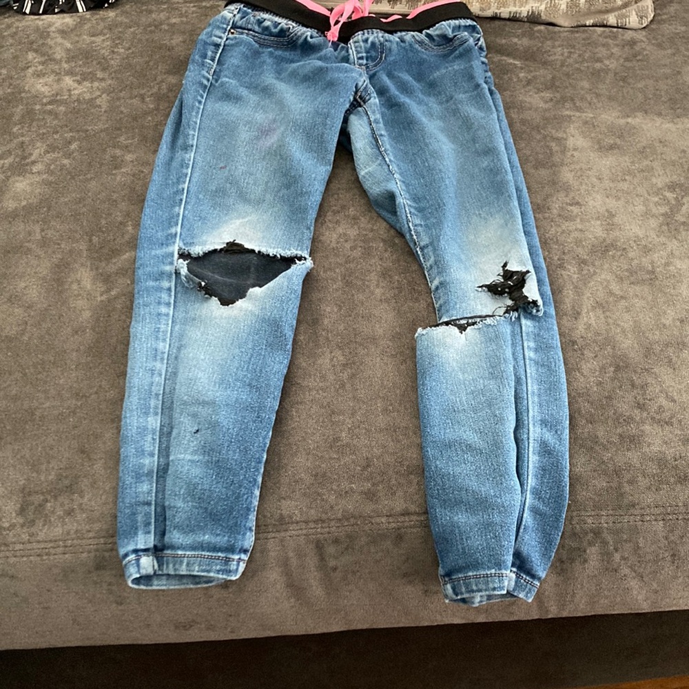 Blue ripped jeans